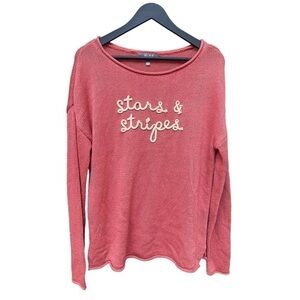 Marled Reunited Lightweight Coral Cream" Stars and Stripes" Sweater | Size:M